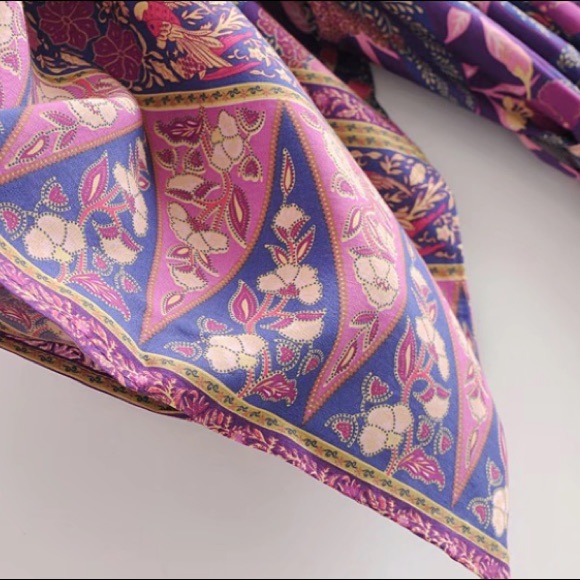 Boho Purple Floral Wisteria Kimono Duster Wrap - Picture 10 of 13